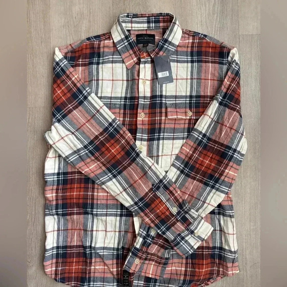 NWT Lucky Brand Flannel shirt Large Men’s - Picture 3 of 9